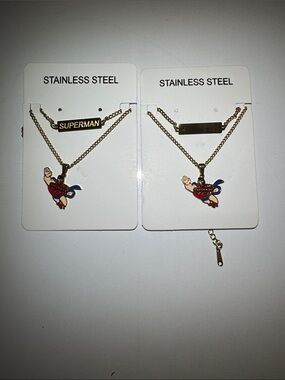 Kids Gold-Tone Superman Pendant Necklace - Red & Blue Charm